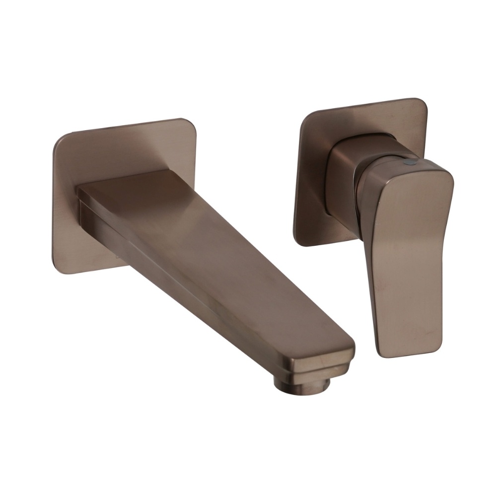 JTP Hix Brushed Bronze Single Lever Wall Mounted Basin Mixer Cut Out 1